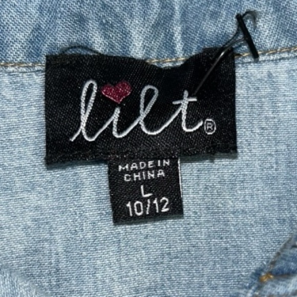 LILT Girls' Little  Denim to Mesh Dress 100% Cotton size 10/12 - Picture 9 of 9